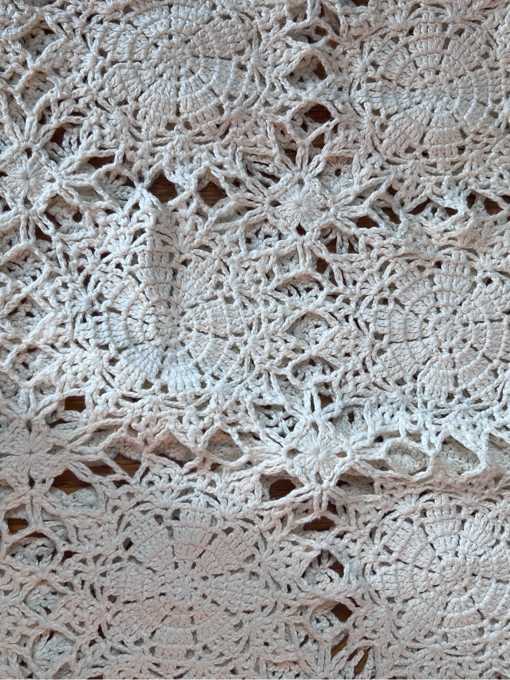 Newport News Cream Crochet Long Cardigan Duster with Scalloped Edges S - Picture 15 of 16